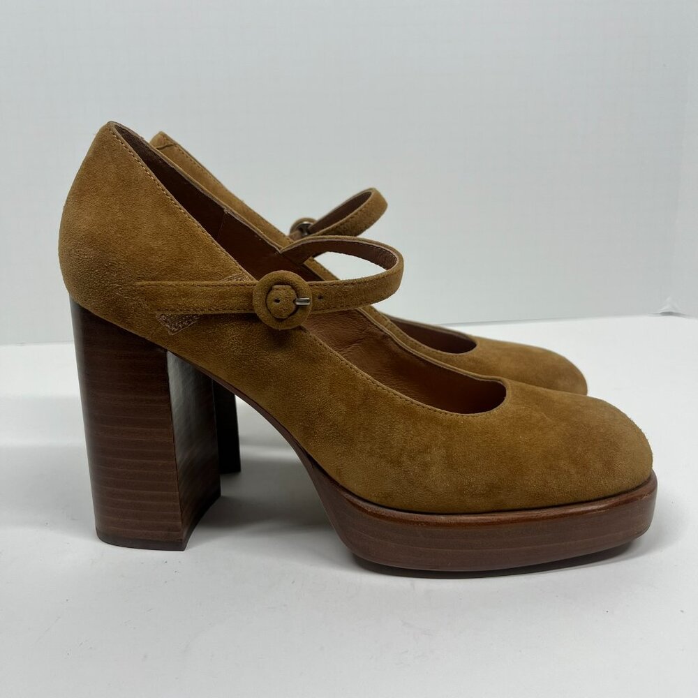 Jeffrey Campbell Brown Suede Platform 'Mary Ann' Mary Jane Block Heels Sz. 8 - Picture 3 of 9